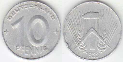 1953 E East Germany 10 Pfennig A002771